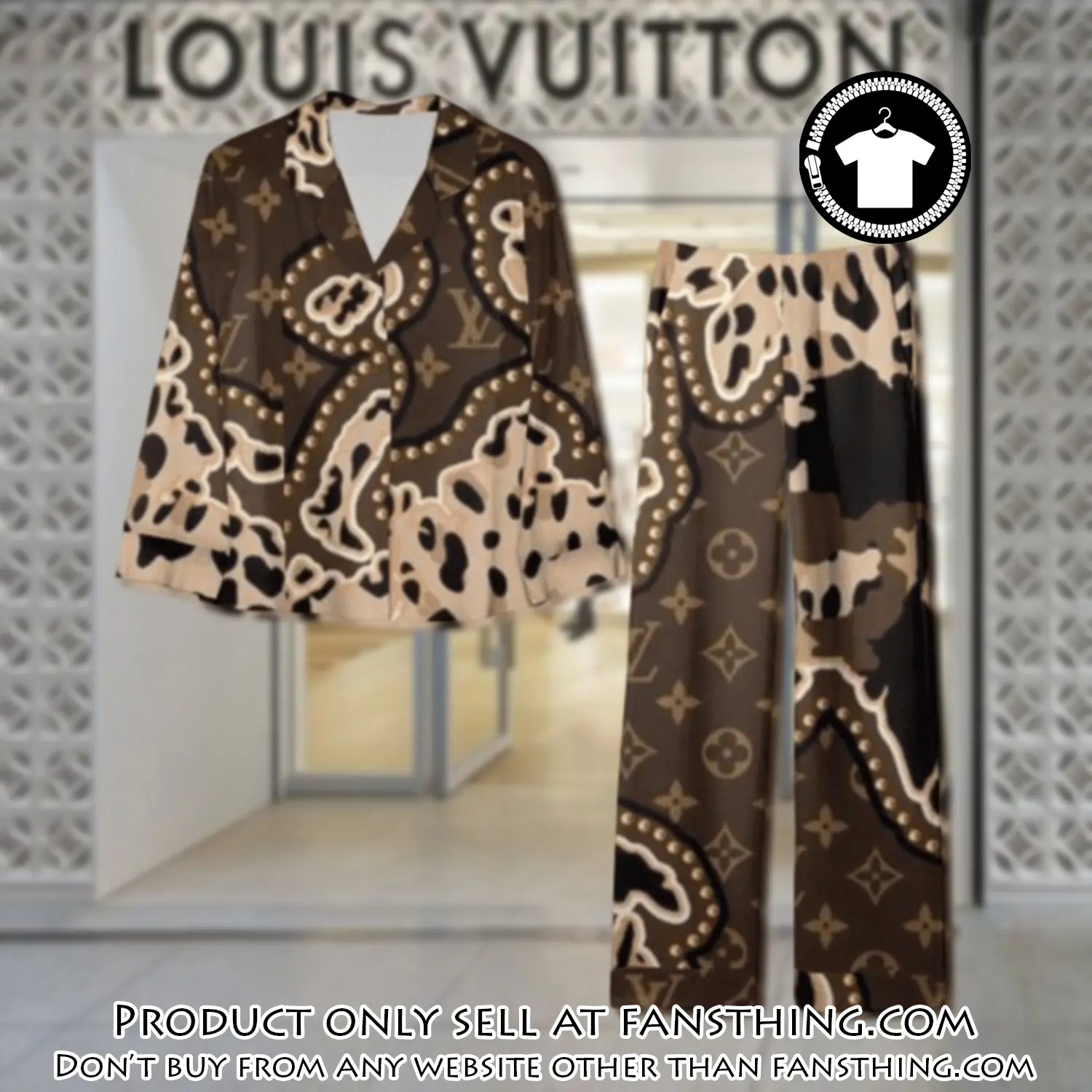 Trending luxury lv satin pajama set pjs1083 fst0716142